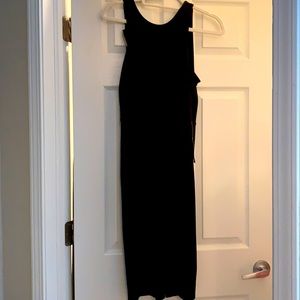 Black zippered midi dress